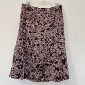 Vintage CITY DKNY Women Floral A-Line Midi Skirt Size4 Silk Blend Romantic Retro